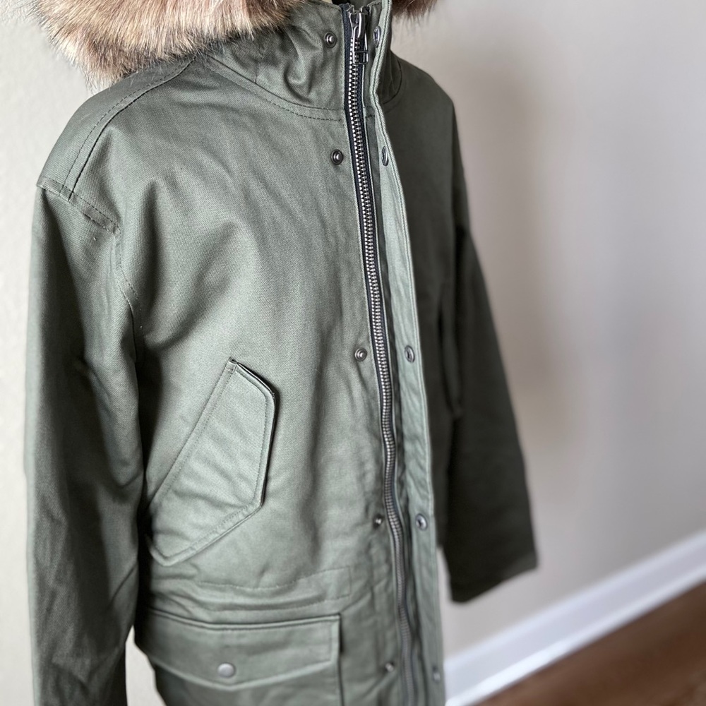 Goodfellow & Co Faux Fur Hood JACKET Olive-green NWT - Picture 7 of 12